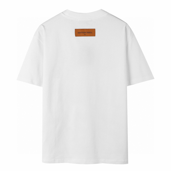 【限定】ルイヴィトン 偽物通販 2025 SS春夏新型ロバの家LVハト🕊️プリントクルーネック半袖Tシャツ