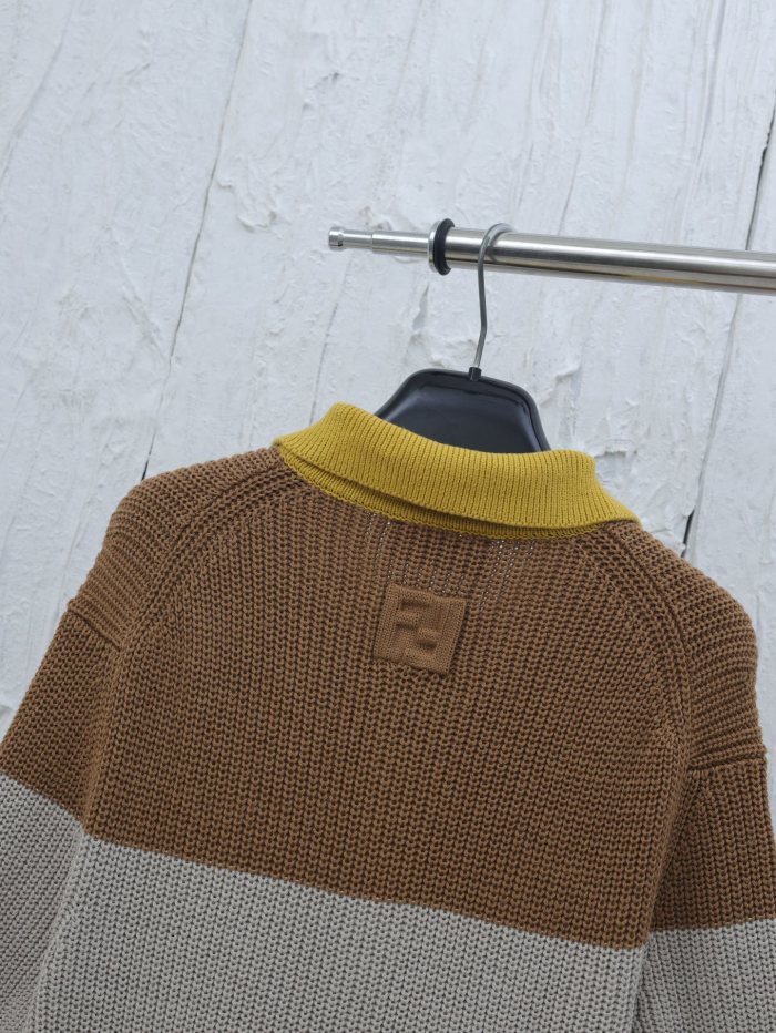 高品質 フェンディ n級品 25 SSミックス平織りニットポロシャツ