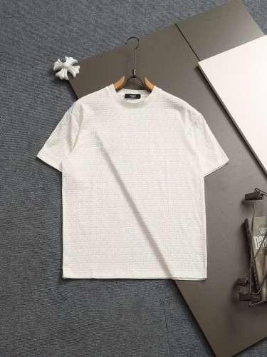日本未入荷 フェンディ 激安通販 2025SSのクラシックな戦馬プリントロゴの暗紋タオル刺繍アルファベットロゴTシャツ