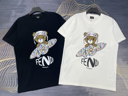 【限定】フェンディ コピーおすすめ のプリントアルファベットロゴラウンドネック半袖Tシャツ2色