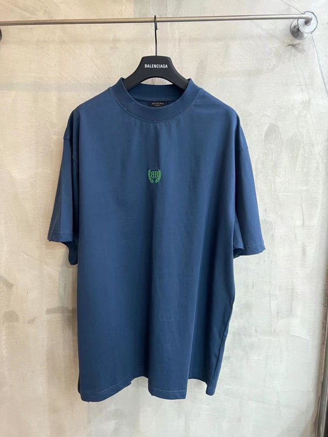 一目惚れ♪ バレンシアガ 偽物通販  25 SS新型夏服の定番麦の穂のダブルB刺繍のシンプルな半袖Tシャツ