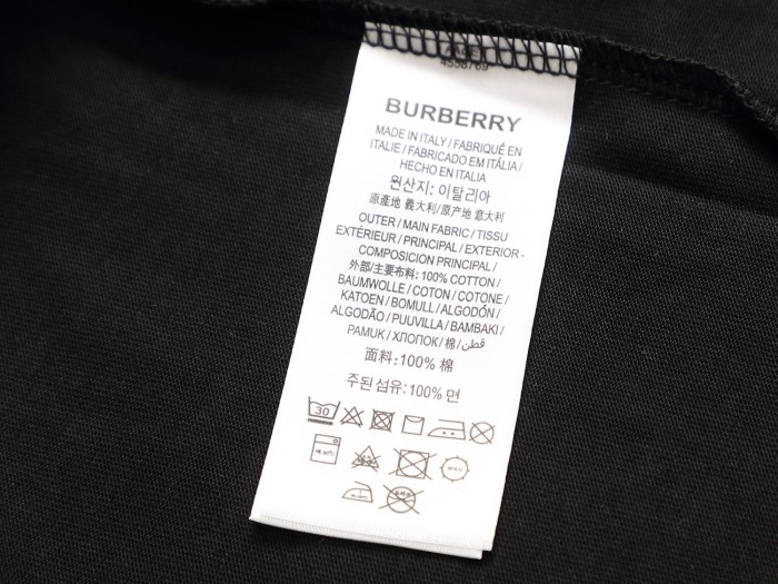 稀少 バーバリー n級品 アルファベット刺繍二重袖背格子貼布の精巧で美しい重工芸Tシャツ