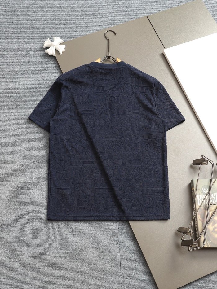 追跡付 バーバリー 激安通販 アルファベット刺繍二重袖背格子貼布の精巧で美しい重工芸Tシャツ