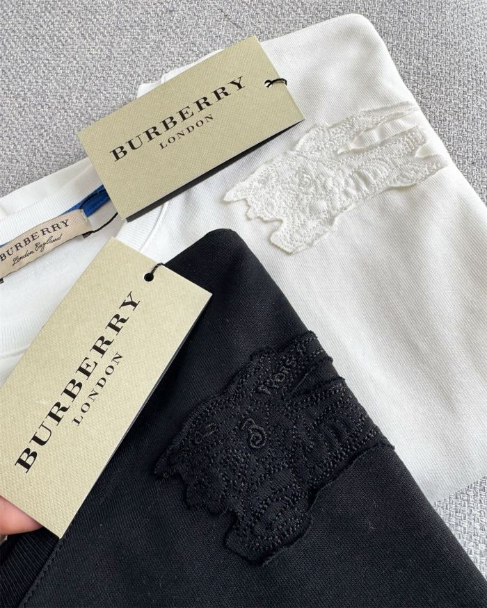 追跡付 バーバリー コピー Burberry軍馬シート刺繍サマーラウンドネック半袖Tシャツ2色
