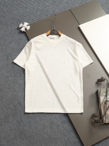 新作 バーバリー コピー アルファベット刺繍二重袖背格子貼布の精巧で美しい重工芸Tシャツ