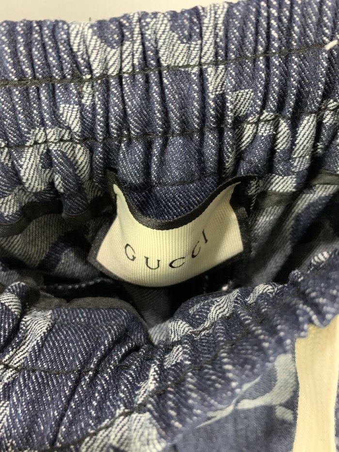 超奇跡の入荷☆ グッチ 偽物通販 GucciフルプリントジャカードダブルGデニムパンツ五分パンツ