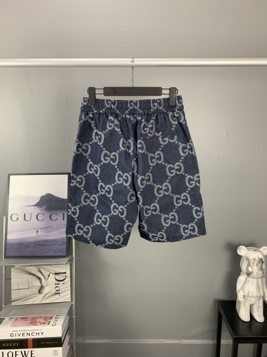 超奇跡の入荷☆ グッチ 偽物通販 GucciフルプリントジャカードダブルGデニムパンツ五分パンツ
