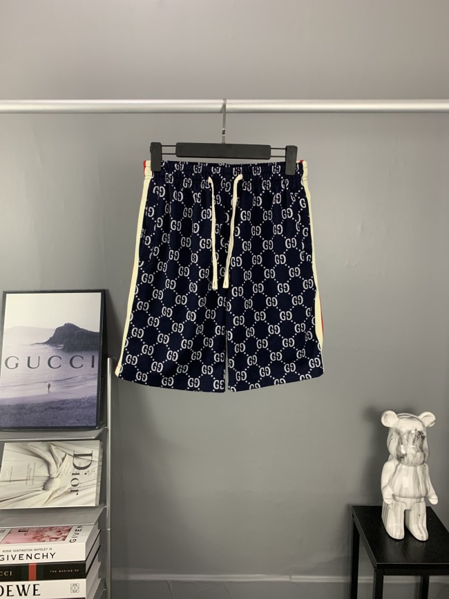 使い勝手良し グッチ 激安通販 GucciフルプリントジャカードダブルGデニムパンツ五分パンツ