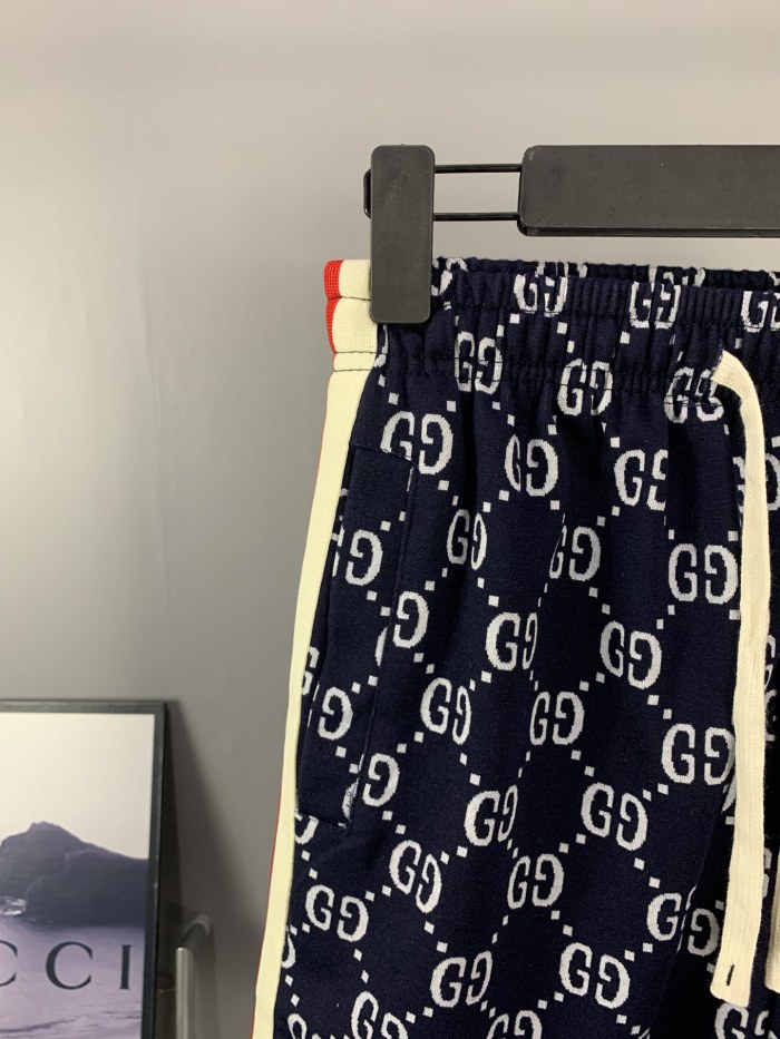 使い勝手良し グッチ 激安通販 GucciフルプリントジャカードダブルGデニムパンツ五分パンツ