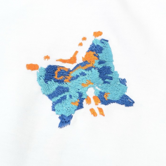 大人気 ルイヴィトン コピーおすすめ 25 ss重工業花蝶刺繍カップル丸首半袖Tシャツ-2色