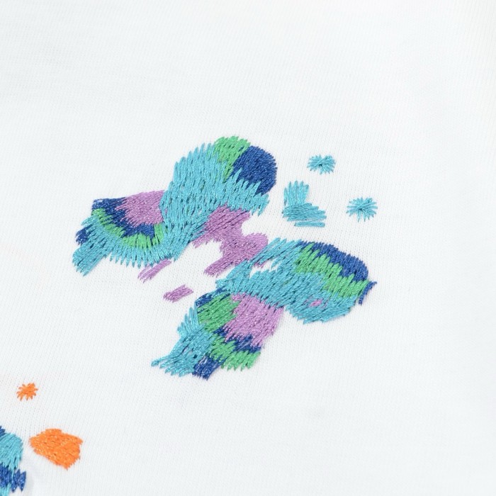 大人気 ルイヴィトン コピーおすすめ 25 ss重工業花蝶刺繍カップル丸首半袖Tシャツ-2色