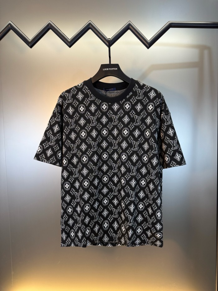 超話題!  ルイヴィトン スーパーコピー ジャカードアルファベット半袖Tシャツ2色