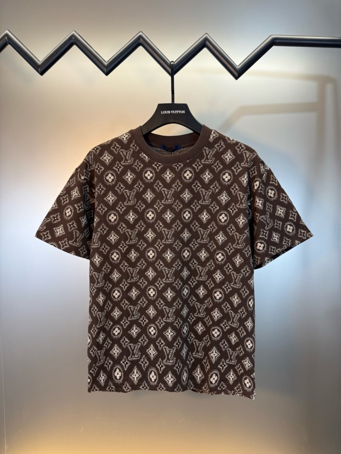 超話題!  ルイヴィトン スーパーコピー ジャカードアルファベット半袖Tシャツ2色