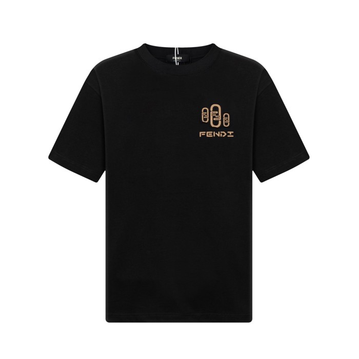 稀少 フェンディ 激安通販  のロゴラウンドネック半袖Tシャツ