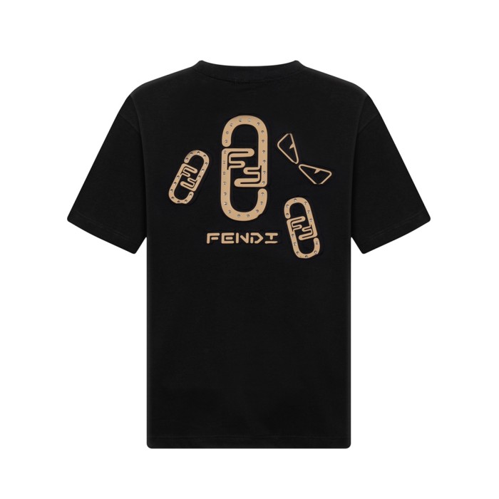 稀少 フェンディ 激安通販  のロゴラウンドネック半袖Tシャツ