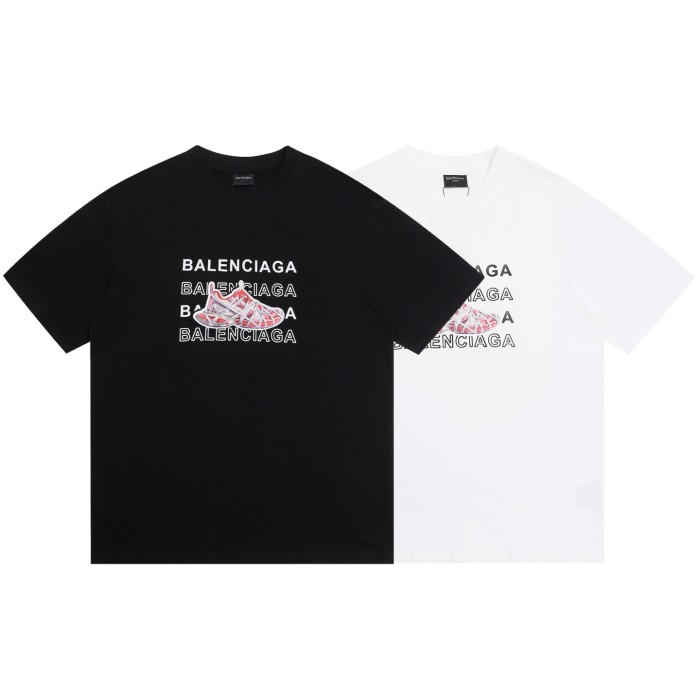 【話題商品！】 バレンシアガ 激安偽物 の2025 ssシリコンアルファベットスニーカーカップルカジュアル半袖Tシャツ2色