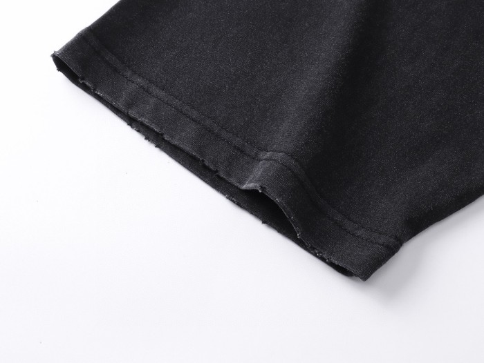 超話題! バレンシアガ コピーおすすめ の2025 SS前面麦刺繍洗い水半袖Tシャツ