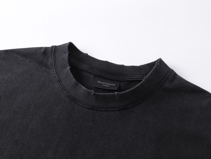 超話題! バレンシアガ コピーおすすめ の2025 SS前面麦刺繍洗い水半袖Tシャツ