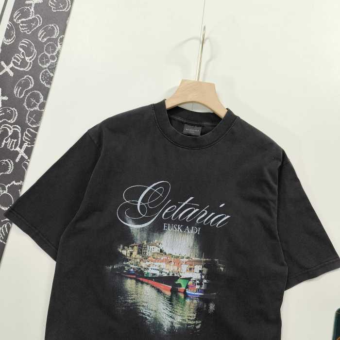 高品質 バレンシアガ コピーおすすめ の2025 SS都市夜景直噴プリント半袖Tシャツ