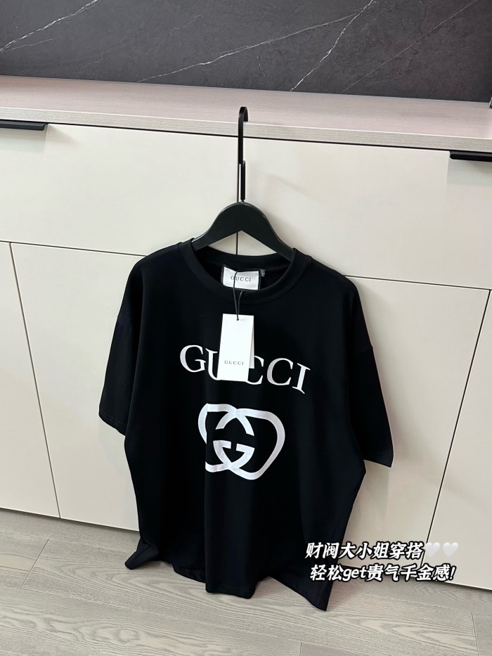 稀少 グッチ コピー のダブルリングのロゴアルファベット柄半袖Tシャツ