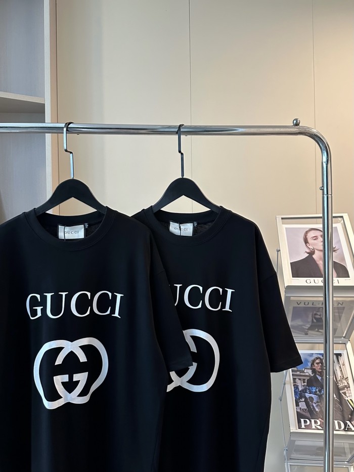 稀少 グッチ コピー のダブルリングのロゴアルファベット柄半袖Tシャツ