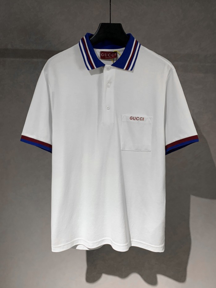 高品質グッチ コピーおすすめ の胸ポケットアルファベットpoloシャツ