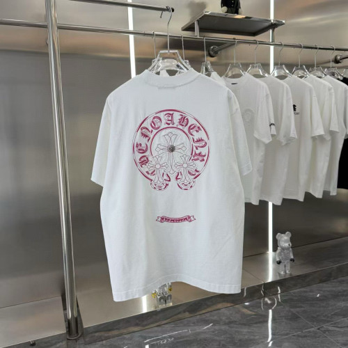 【限定】クロムハーツ 激安通販 の馬蹄レーザー焼花布刺繍カップルカジュアル半袖Tシャツ