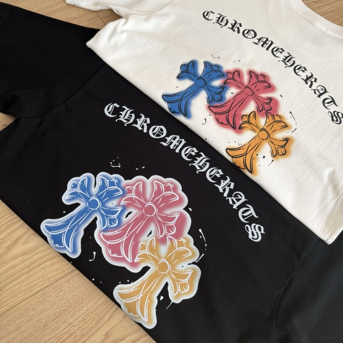 新作 クロムハーツ 激安偽物 のカラークロスカジュアル半袖Tシャツ2色