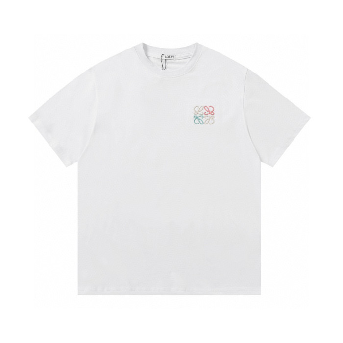【限定】ロエベ スーパーコピー の三彩刺繍経典小標半袖Tシャツ