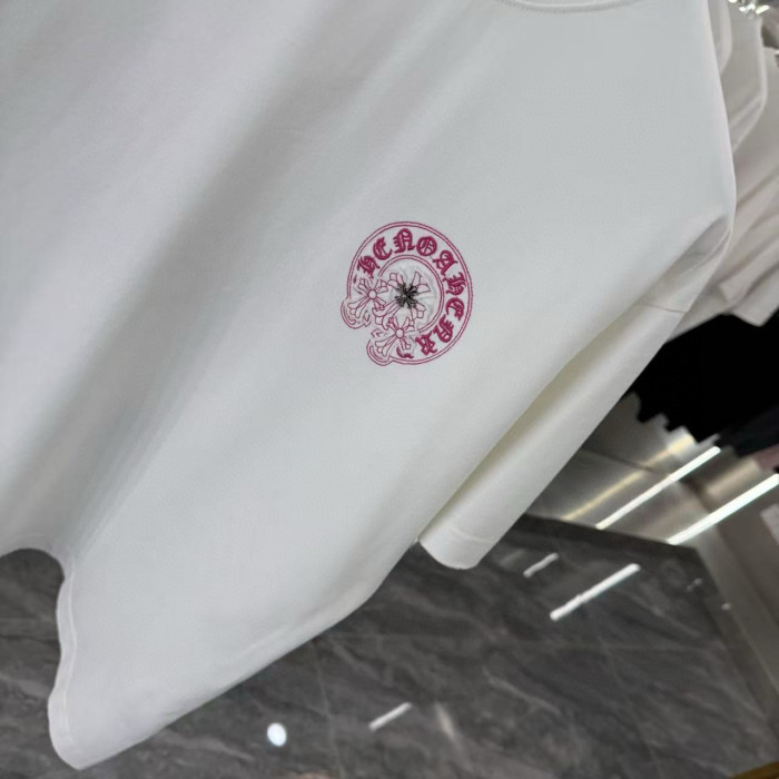 【限定】クロムハーツ 激安通販 の馬蹄レーザー焼花布刺繍カップルカジュアル半袖Tシャツ