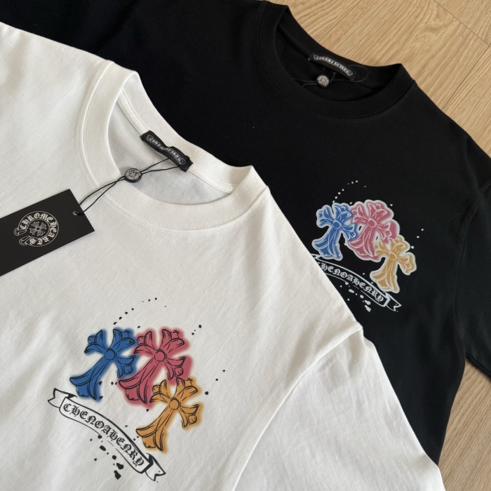 新作 クロムハーツ 激安偽物 のカラークロスカジュアル半袖Tシャツ2色