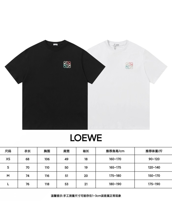 【限定】ロエベ スーパーコピー の三彩刺繍経典小標半袖Tシャツ