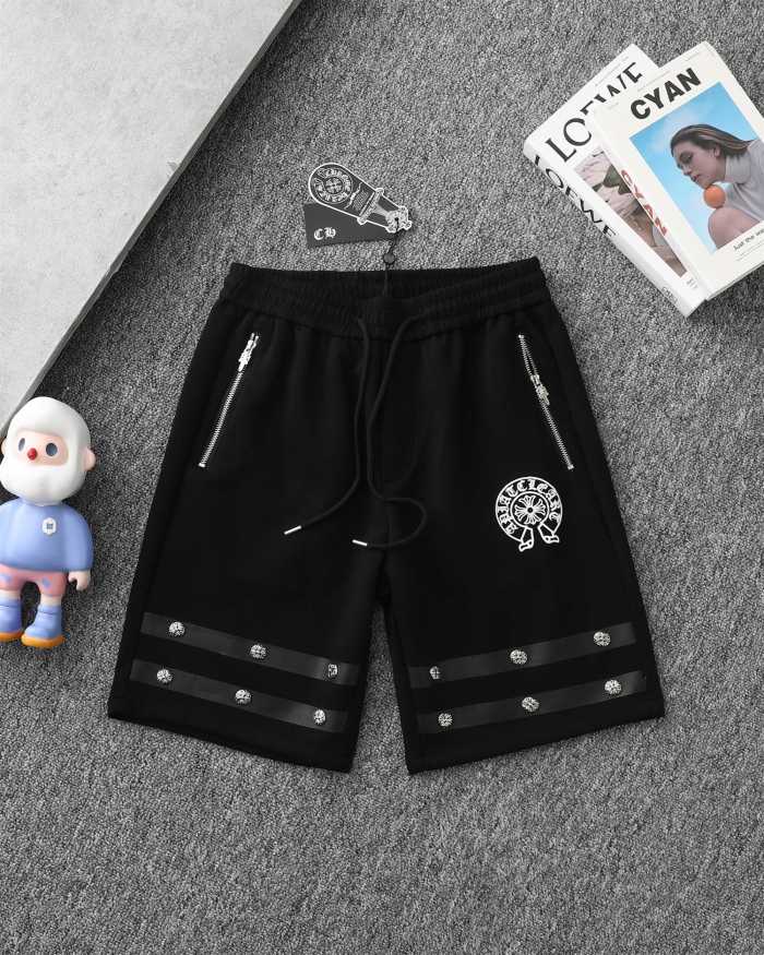 稀少 クロムハーツ スーパーコピー の25 ssリベット貼り布皮標刺繍発泡十字架プリントパンツ五分パンツ