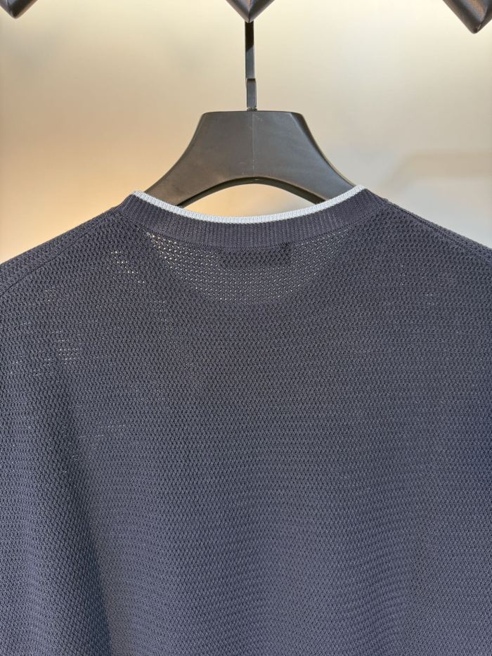 追跡付 プラダ 激安通販 のアルファベットロゴニットクルーネック半袖Tシャツ