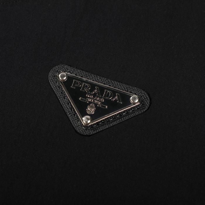 稀少 プラダ n級品 の三角皮の腕編みコットン半袖Tシャツ2色
