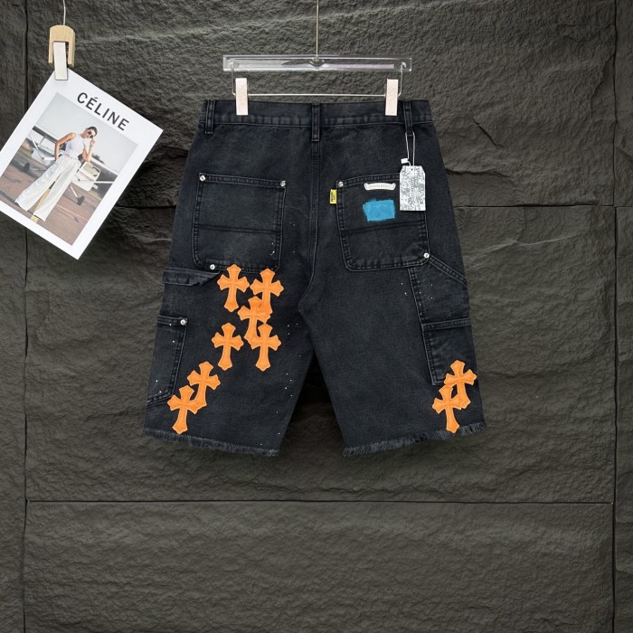 超奇跡の入荷☆ クロムハーツ コピー の十字架合皮カップル水洗ゆったりデニムパンツ