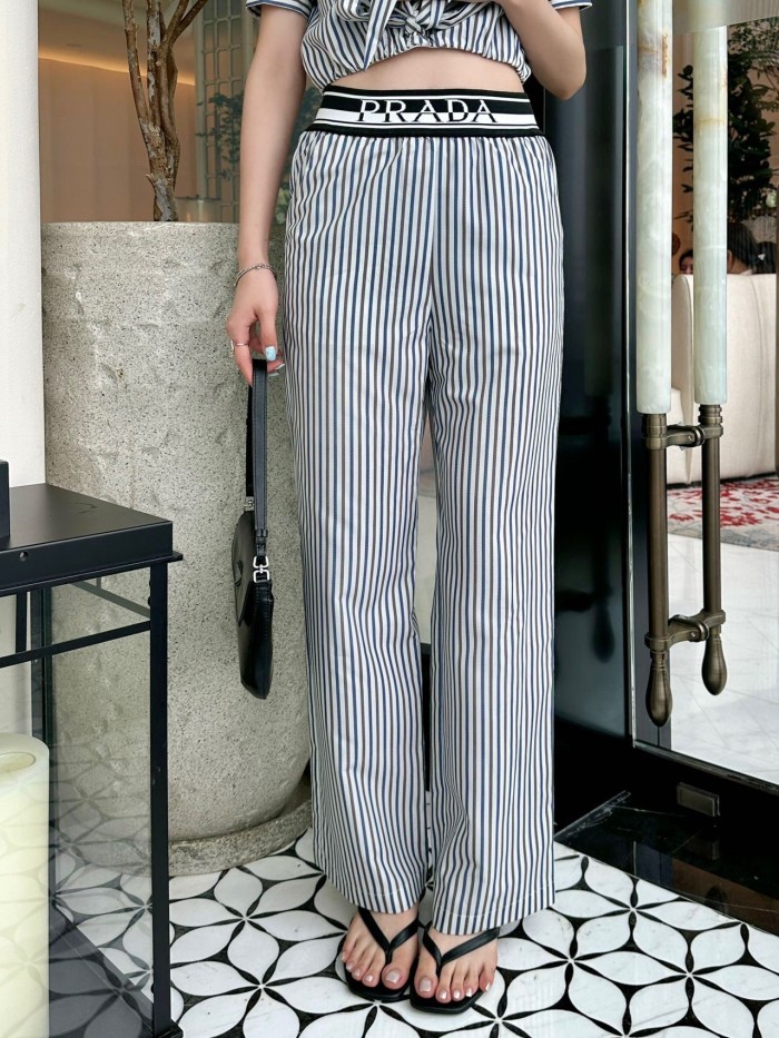 ★超人気 プラダ n級品 のストライプ柄半袖シャツパンツスーツ