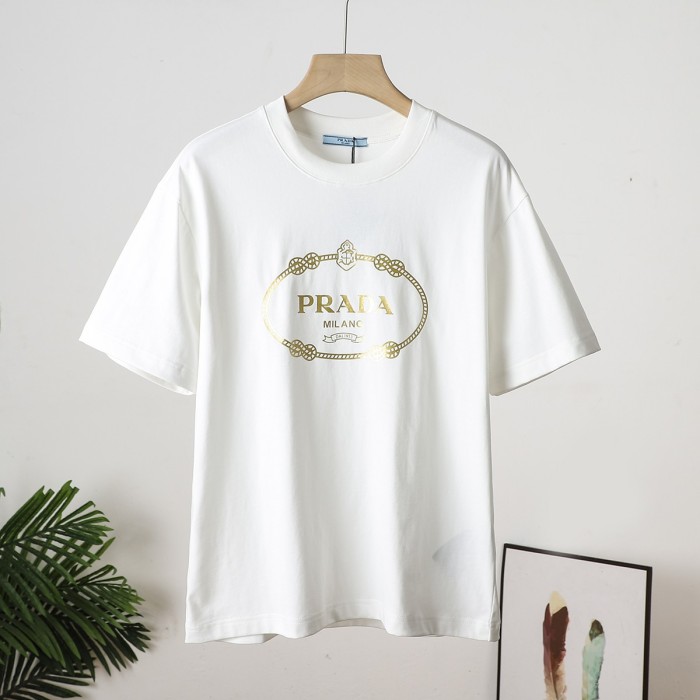 追跡付 プラダ コピー の丸首半袖ゆったりTシャツ2色