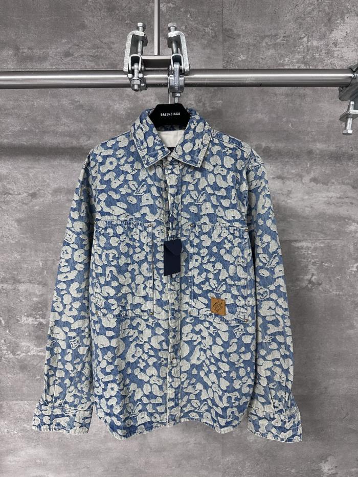 超奇跡の入荷☆ ルイヴィトン 激安偽物 の新水洗波点老花満印工装ジーンズジャケット