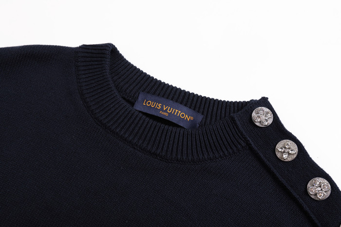 新作 ルイヴィトン スーパーコピー 2025 SS LVロゴ刺繍ラウンドネック長袖ニット