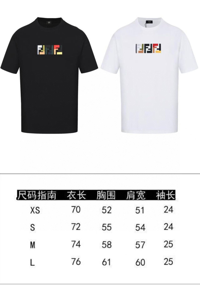 新作 フェンディ スーパーコピー のダブルF刺繍ロゴラウンドネック半袖Tシャツ
