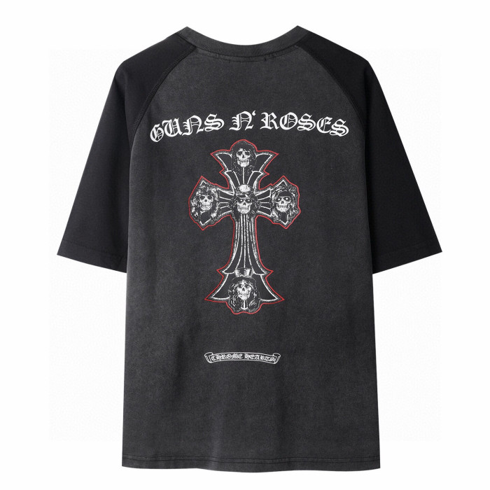 累積売上総額第１位！クロムハーツ n級品 の25ssスカルヘッドクロスプリント半袖Tシャツ