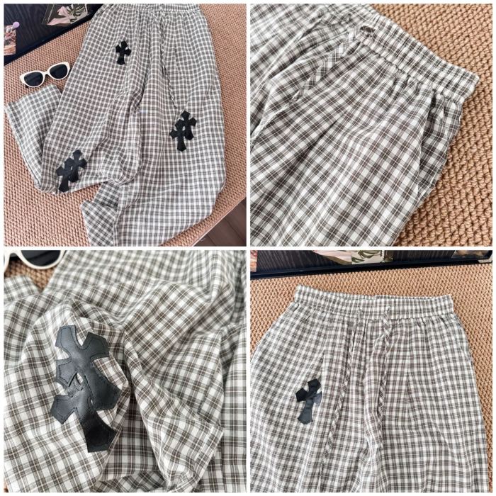追跡付 クロムハーツ 偽物通販 の刺繍クロスチェックシャツロングパンツセット