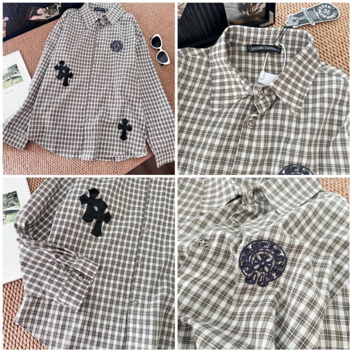 追跡付 クロムハーツ 偽物通販 の刺繍クロスチェックシャツロングパンツセット