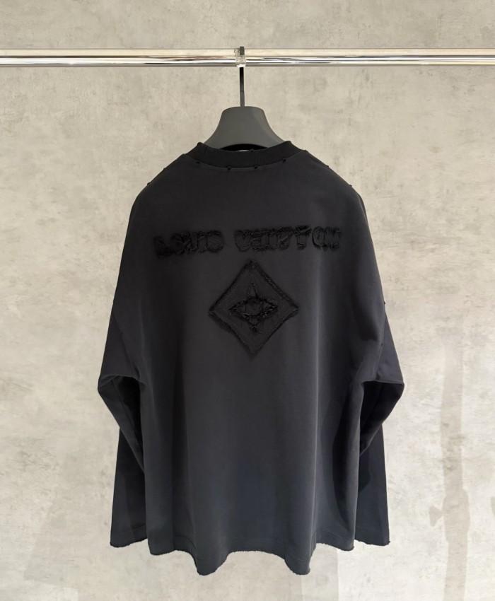 超話題! ルイヴィトン 偽物通販  LV新型布張り刺繍長袖衛衣Tシャツ