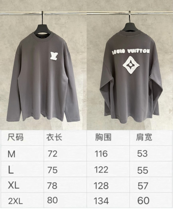 高品質 ルイヴィトン 激安通販  LV新型布張り刺繍長袖衛衣Tシャツ