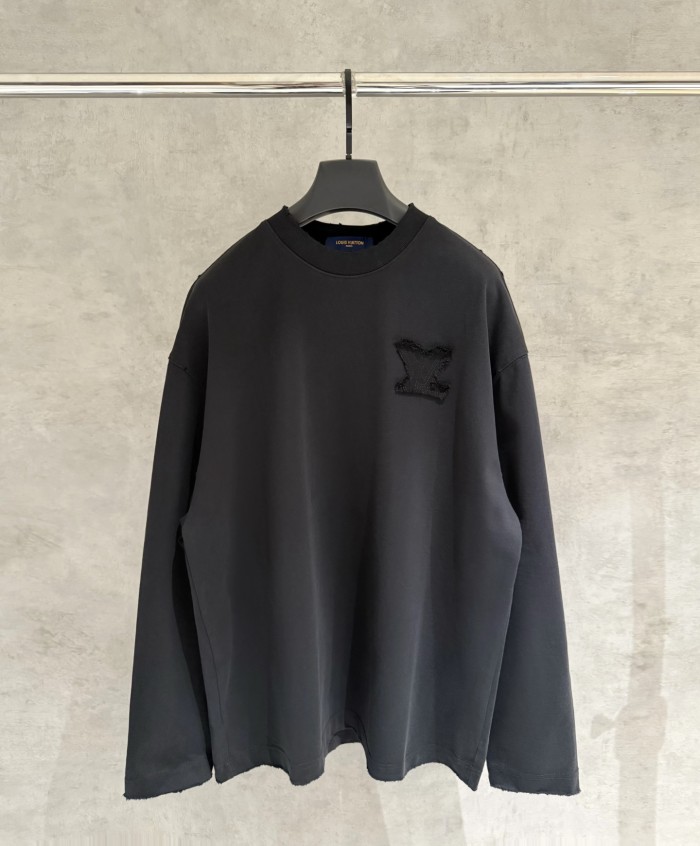 超話題! ルイヴィトン 偽物通販  LV新型布張り刺繍長袖衛衣Tシャツ