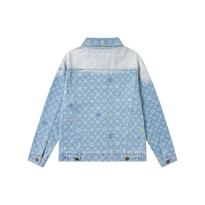 累積売上総額第１位！ルイヴィトン コピーおすすめ LV新型カラーアルファベット刺繍ロゴデニムジャケットジャケット