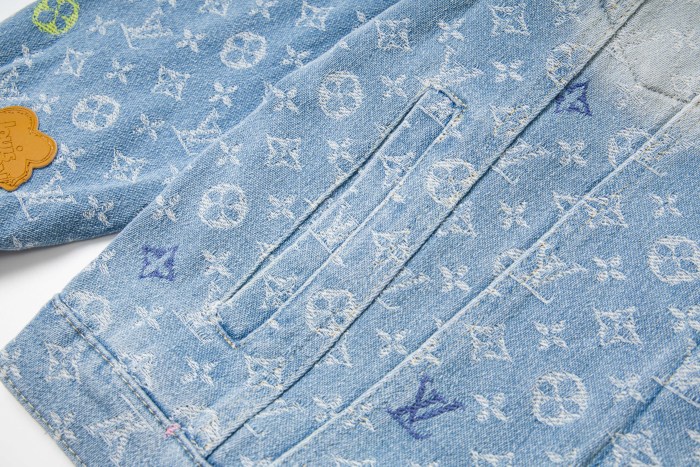 累積売上総額第１位！ルイヴィトン コピーおすすめ LV新型カラーアルファベット刺繍ロゴデニムジャケットジャケット