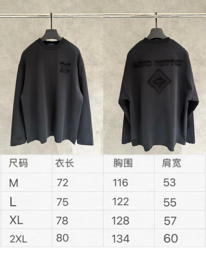 超話題! ルイヴィトン 偽物通販  LV新型布張り刺繍長袖衛衣Tシャツ